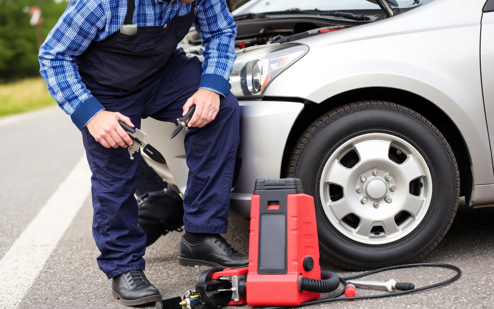 Mechanic performing breakdown recovery